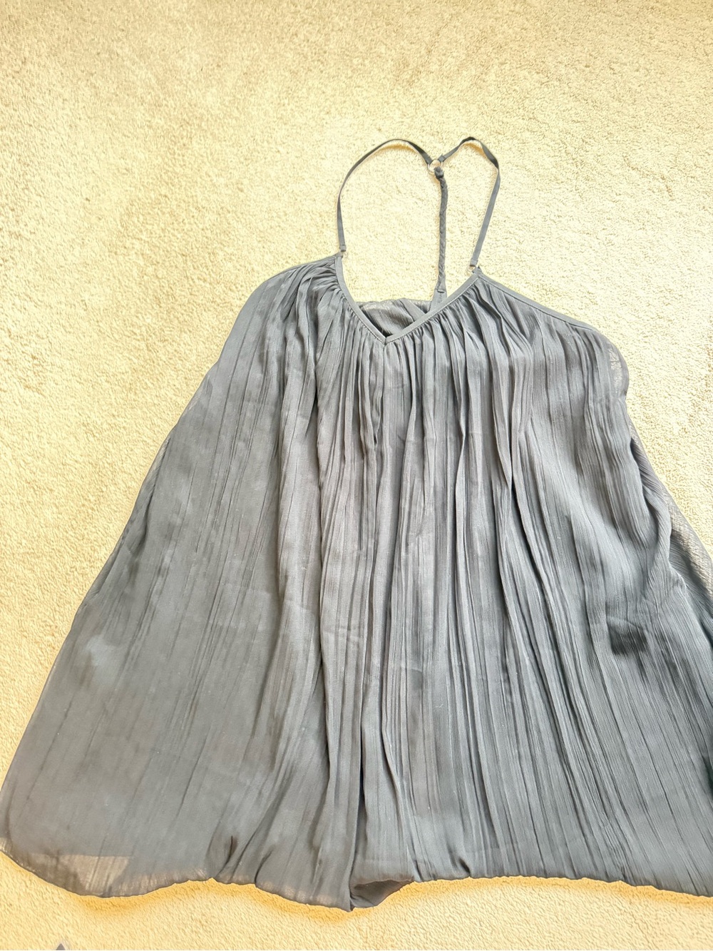Abercrombie & Fitch Steel Gray Pleated Halter Mini Dress